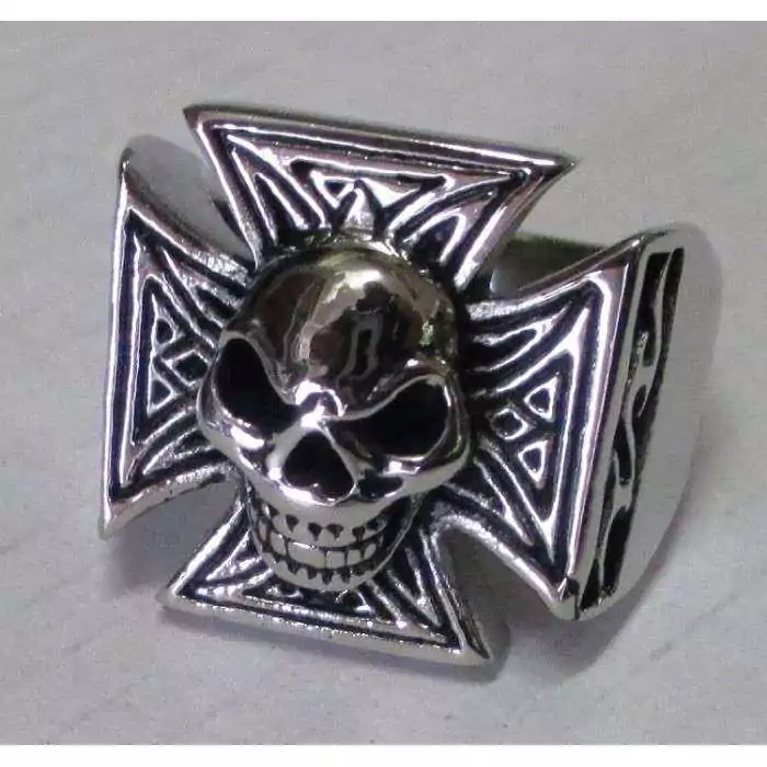 Chevaliere Croix De Malte Crane En Relief Us Inox Bague Homme