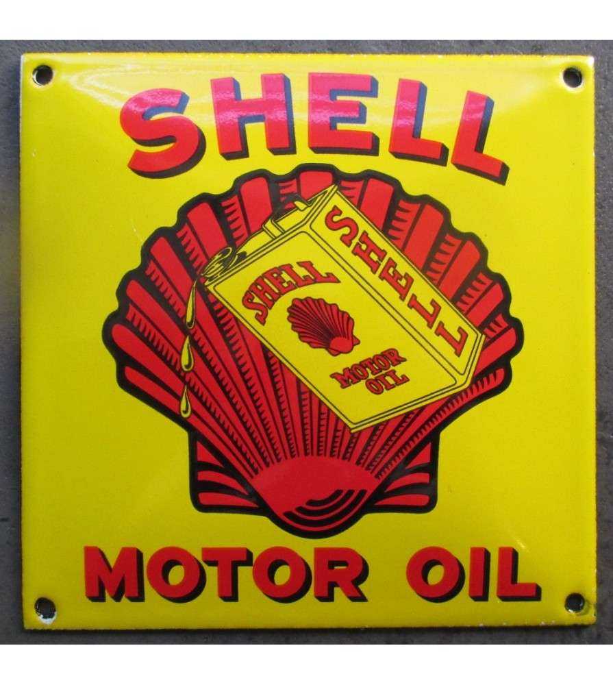 mini plaque emaillée shell motor oil coquillage rouge carre 12 cm tole