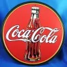 Plate Coca Cola Bottle on red background Round tole Pub Bar