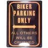 Biker parking plate only tole domed deco garage poster