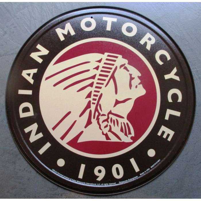 Plate indian round brown fronde motorcycle indian motorcycle