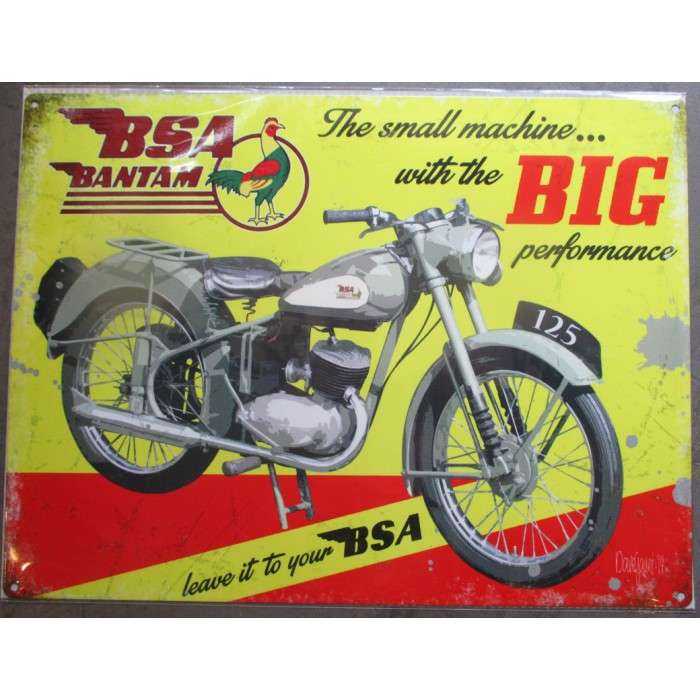 Plaque Moto Bsa Bantam Tole 40x30cm Pub Métal Déco Garage Motard 