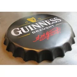 plaque capsule biere guinness logo noir 40cm tole deco bar irish beer