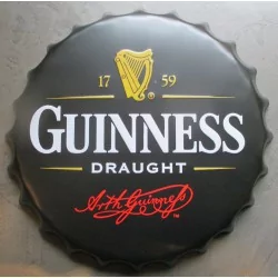 plaque capsule biere guinness logo noir 40cm tole deco bar irish beer