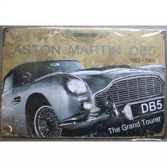 plaque tole aston martin DB5 aspect vieillit 30x20cm tole pub garage diner loft