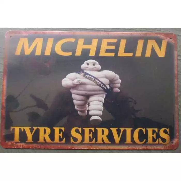 plaque michelin tyres services 30cm affiche pub tole métal garage