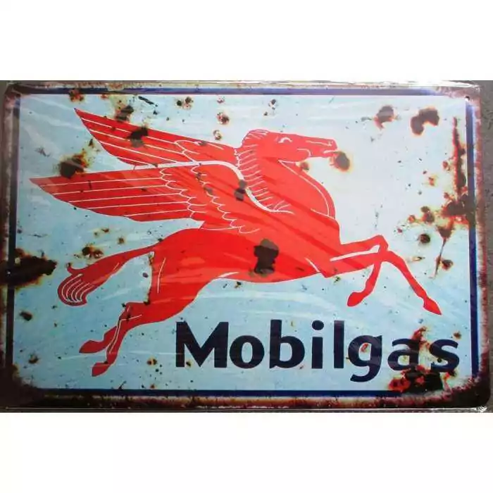 plaque obilgas viellit pegase rouge 30cm tole métal deco garage loft