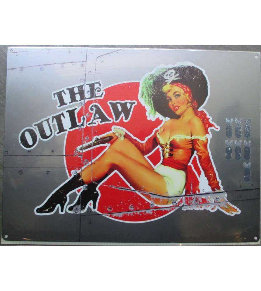 Bomber Style Plate Pin Up The Outlaw Tole 40x30cm Metal 