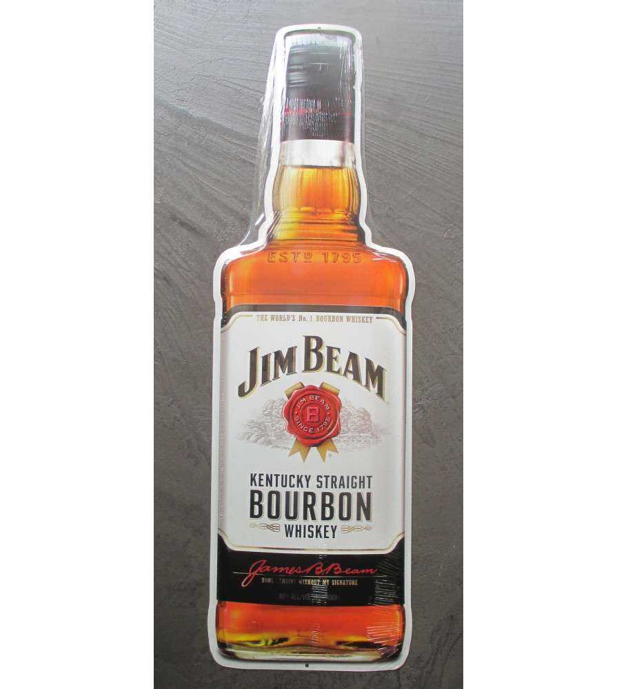 Plaque Bouteille Jim Beam 55x17cm Whiskey Bourbon Tole Usa