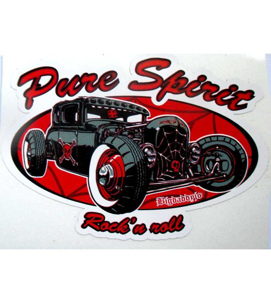 sticker pure spirit hot rod gris et rouge 10.5x7 cm bigdaddyjo autocollant