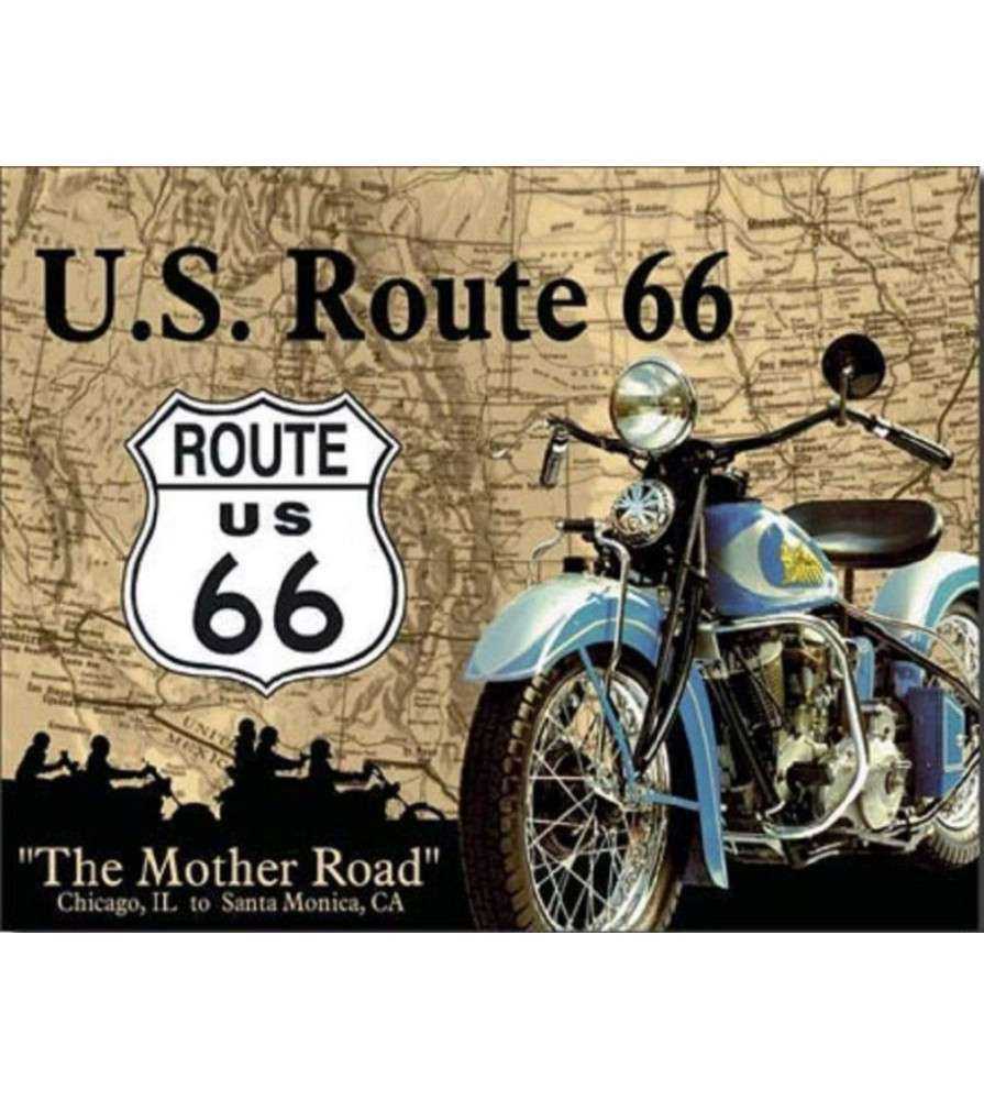 plaque US route  66  moto  the mother road sign deco metal 