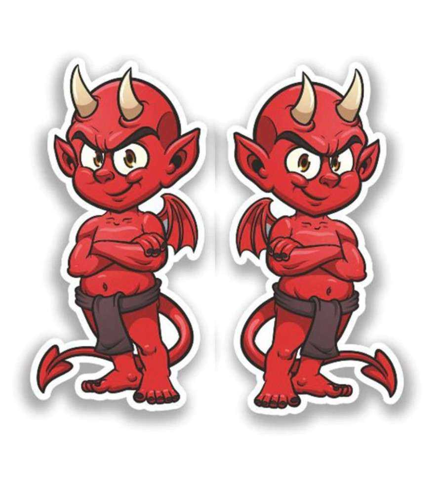 2 Stickers Diablotin Devil Devil 12x5.5 Cm Sticker Rock Roll Hot Rod