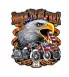 Plate 60x50cm Born to be free eagle and old motorcycle USA pressed tole