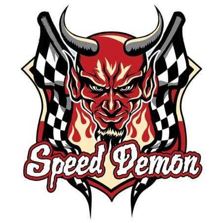 Sticker Speed Demon Devil red Checkered flags 13 x 10.5 cm Sticker