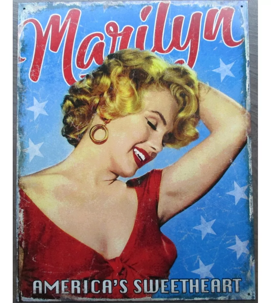 Tin Sign Marilyn Monroe Americas Sweetheart 41x32cm Deco Affiche Metal 