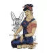 Sticker David Vicente Pin Up Mechanic in Sticker overalls